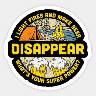 light power and beer, whats your super power, camping, fun, adventure, peace, calm, relaxation Sticker
